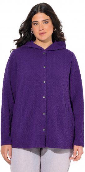 Ulla Popken Cable Knit Long Sleeve Hoodie Deep Violet - Collegetröjor & hoodies - 