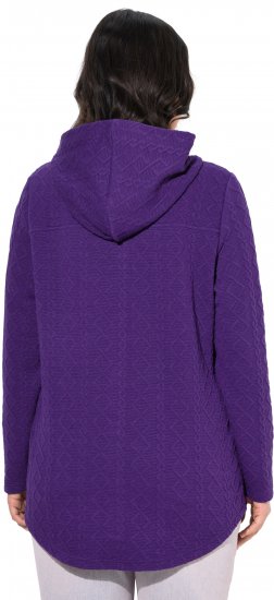 Ulla Popken Cable Knit Long Sleeve Hoodie Deep Violet - Collegetröjor & hoodies - 
