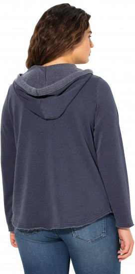 Ulla Popken Open Edged Long Sleeve V-Neck Hoodie Navy - Collegetröjor & hoodies - 