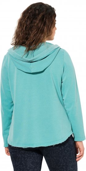 Ulla Popken Open Edged Long Sleeve V-Neck Hoodie Mint Green - Collegetröjor & hoodies - 