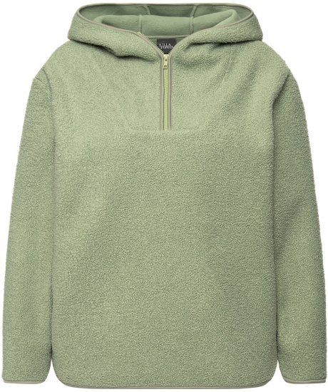 Ulla Popken Teddy Plush Long Sleeve Hoodie Sage Green - Collegetröjor & hoodies - 