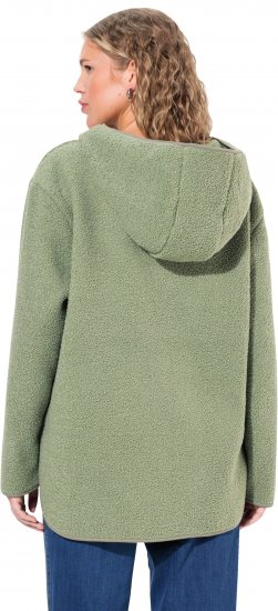 Ulla Popken Teddy Plush Long Sleeve Hoodie Sage Green - Collegetröjor & hoodies - 