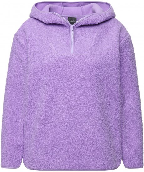 Ulla Popken Teddy Plush Long Sleeve Hoodie Pale Lilac - Collegetröjor & hoodies - 