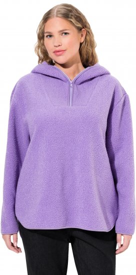 Ulla Popken Teddy Plush Long Sleeve Hoodie Pale Lilac - Collegetröjor & hoodies - 