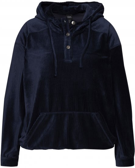 Ulla Popken Corduroy Hoodie Navy - Collegetröjor & hoodies - 