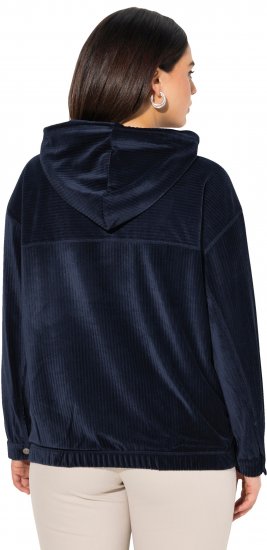 Ulla Popken Corduroy Hoodie Navy - Collegetröjor & hoodies - 
