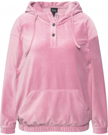 Ulla Popken Corduroy Hoodie Raspberry - Collegetröjor & hoodies - 