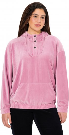 Ulla Popken Corduroy Hoodie Raspberry - Collegetröjor & hoodies - 