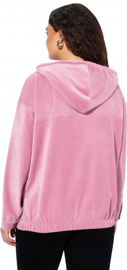 Ulla Popken Corduroy Hoodie Raspberry - Collegetröjor & hoodies - 