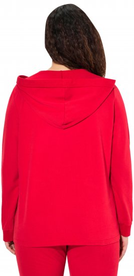 Ulla Popken Plunge Neck Long Sleeve Hoodie Salsa Red - Collegetröjor & hoodies - 