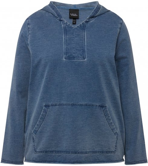 Ulla Popken Raw Hem Long Sleeve Hoodie Night Blue - Collegetröjor & hoodies - 