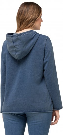 Ulla Popken Raw Hem Long Sleeve Hoodie Night Blue - Collegetröjor & hoodies - 