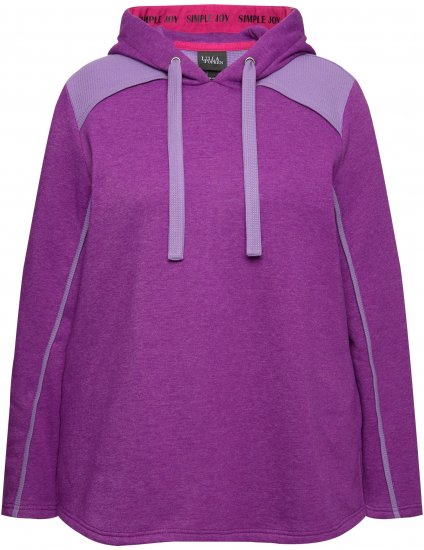 Ulla Popken Waffle Pique Contrast Color Hoodie Dark Purple - Collegetröjor & hoodies - 