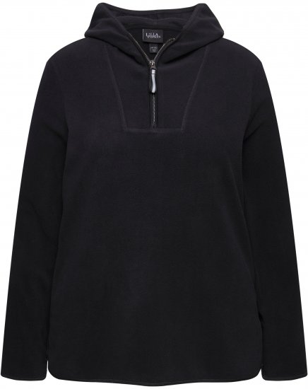 Ulla Popken Fleece Sweatshirt Hoodie Black - Collegetröjor & hoodies - 