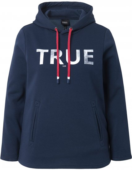 Ulla Popken TRUE Lettering Hoodie Navy Blue - Collegetröjor & hoodies - 