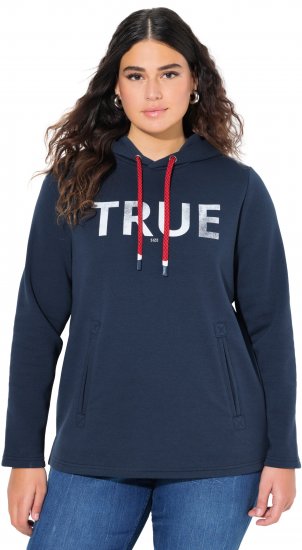 Ulla Popken TRUE Lettering Hoodie Navy Blue - Collegetröjor & hoodies - 
