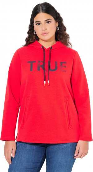 Ulla Popken TRUE Lettering Hoodie Neon Red - Collegetröjor & hoodies - 