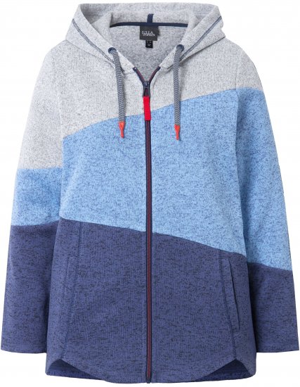 Ulla Popken Color Block Fleece-Lined Hoodie Atlantic Blue - Collegetröjor & hoodies - 