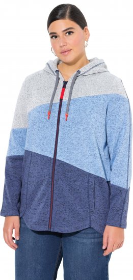Ulla Popken Color Block Fleece-Lined Hoodie Atlantic Blue - Collegetröjor & hoodies - 