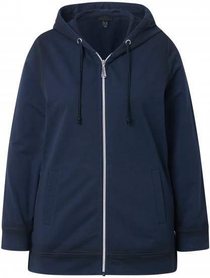 Ulla Popken Decorative Seam Zip-Up Hoodie Navy - Collegetröjor & hoodies - 