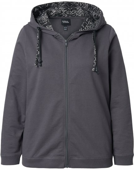 Ulla Popken Snake Detail Zip-Up Hoodie Graphite Grey - Collegetröjor & hoodies - 