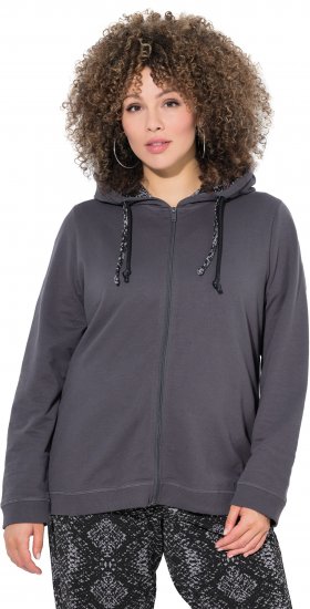 Ulla Popken Snake Detail Zip-Up Hoodie Graphite Grey - Collegetröjor & hoodies - 