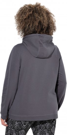 Ulla Popken Snake Detail Zip-Up Hoodie Graphite Grey - Collegetröjor & hoodies - 