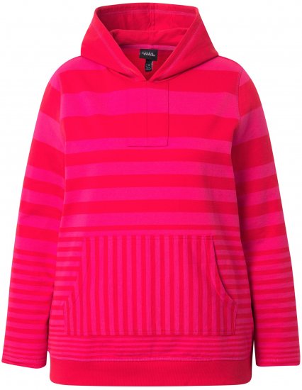 Ulla Popken Oversized Striped Long Sleeve Hoodie Lychee - Collegetröjor & hoodies - 