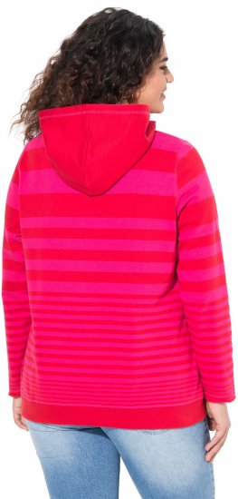 Ulla Popken Oversized Striped Long Sleeve Hoodie Lychee - Collegetröjor & hoodies - 