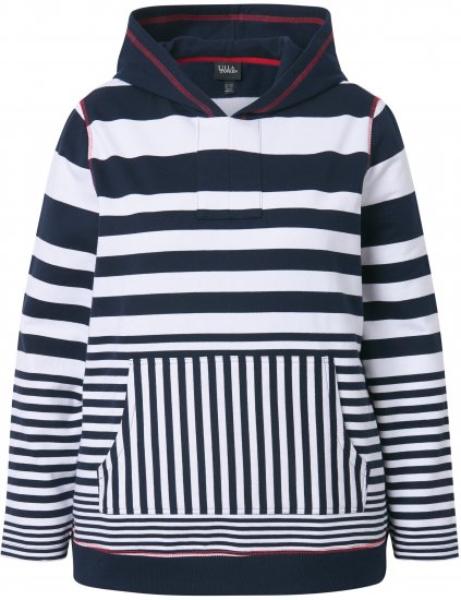 Ulla Popken Oversized Striped Long Sleeve Hoodie Ink Blue - Collegetröjor & hoodies - 