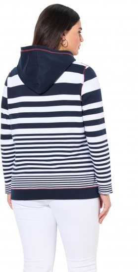 Ulla Popken Oversized Striped Long Sleeve Hoodie Ink Blue - Collegetröjor & hoodies - 
