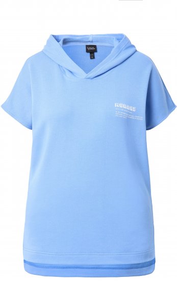 Ulla Popken Quick Drying Short Sleeve Hoodie Light Blue - Collegetröjor & hoodies - 