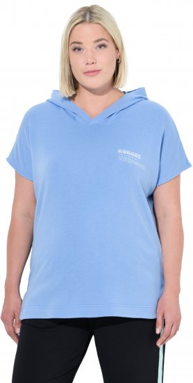 Ulla Popken Quick Drying Short Sleeve Hoodie Light Blue - Collegetröjor & hoodies - 