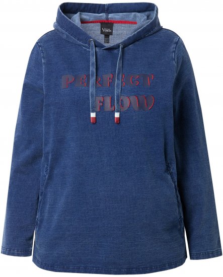 Ulla Popken Perfect Flow Embroidered Hoodie Indigo Denim - Collegetröjor & hoodies - 