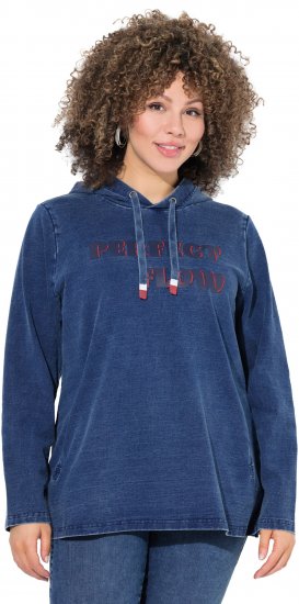 Ulla Popken Perfect Flow Embroidered Hoodie Indigo Denim - Collegetröjor & hoodies - 