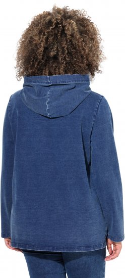 Ulla Popken Perfect Flow Embroidered Hoodie Indigo Denim - Collegetröjor & hoodies - 