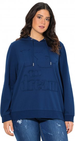 Ulla Popken Applique Lettering Hooded Sweatshirt Dark Blue - Collegetröjor & hoodies - 