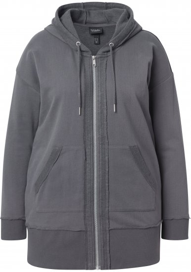 Ulla Popken Decorative Seam Zip-Up Hoodie Graphite Grey - Collegetröjor & hoodies - 