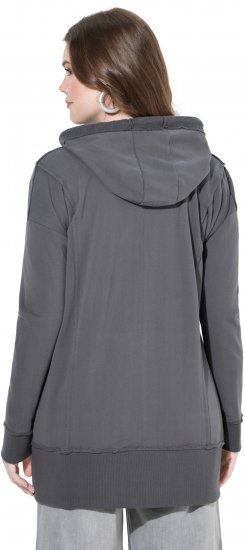 Ulla Popken Decorative Seam Zip-Up Hoodie Graphite Grey - Collegetröjor & hoodies - 