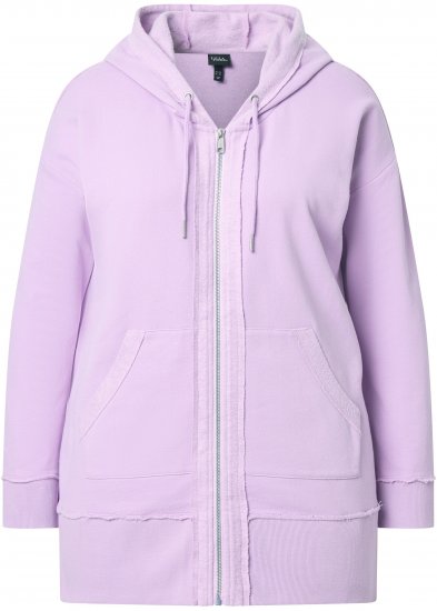 Ulla Popken Decorative Seam Zip-Up Hoodie Lavender - Collegetröjor & hoodies - 