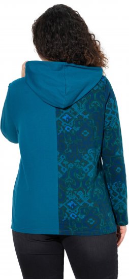 Ulla Popken Split Print LOVE Hoodie Teal - Collegetröjor & hoodies - 