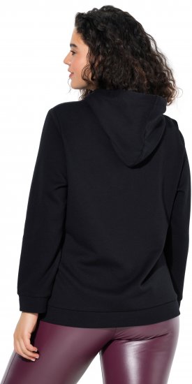 Ulla Popken Decorative Lace-Up Hoodie Black - Collegetröjor & hoodies - 