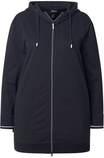Ulla Popken Contrast Piping Zip-Up Hoodie Black - Collegetröjor & hoodies - 