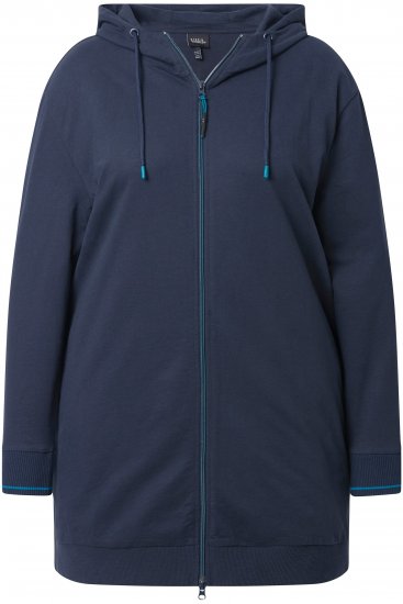Ulla Popken Contrast Piping Zip-Up Hoodie Navy - Collegetröjor & hoodies - 