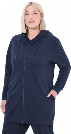 Ulla Popken Contrast Piping Zip-Up Hoodie Navy - Collegetröjor & hoodies - 