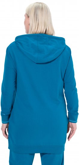 Ulla Popken Contrast Piping Zip-Up Hoodie Smoke Blue - Collegetröjor & hoodies - 