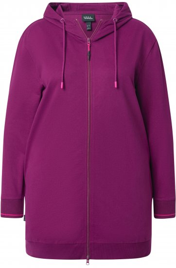 Ulla Popken Contrast Piping Zip-Up Hoodie Pink Berry - Collegetröjor & hoodies - 