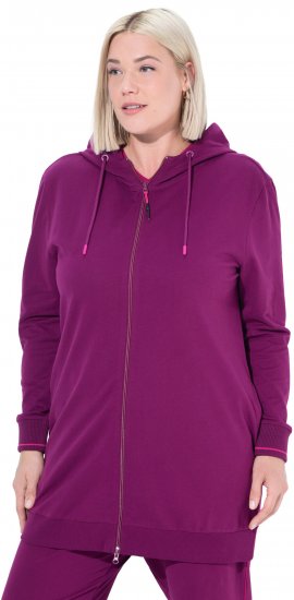 Ulla Popken Contrast Piping Zip-Up Hoodie Pink Berry - Collegetröjor & hoodies - 