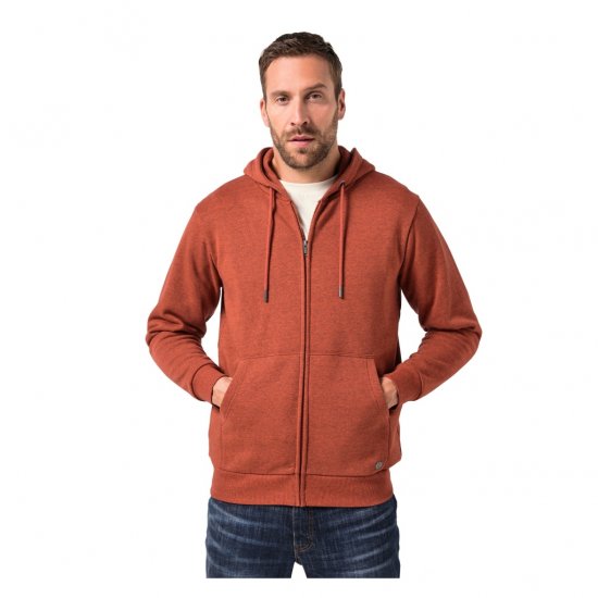 JP1880 Hoodie With Zipper Brick Brown - Tröjor & hoodies - Stora hoodies & tröjor - 2XL-14XL
