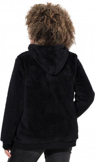 Ulla Popken Teddy Fleece Zip-Up Hoodie Black - Collegetröjor & hoodies - 